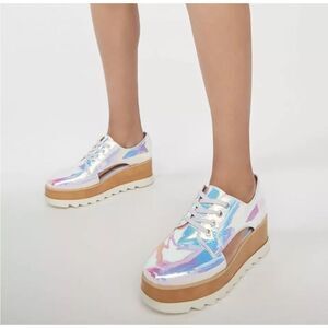 Aldo Shoes Reflective Metallic Embossed Platform Lace Up